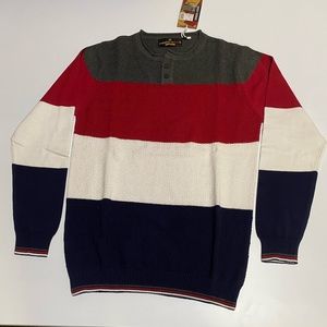Cotton sweatshirt pullover size l 100% slim fit knitted solid stripe long